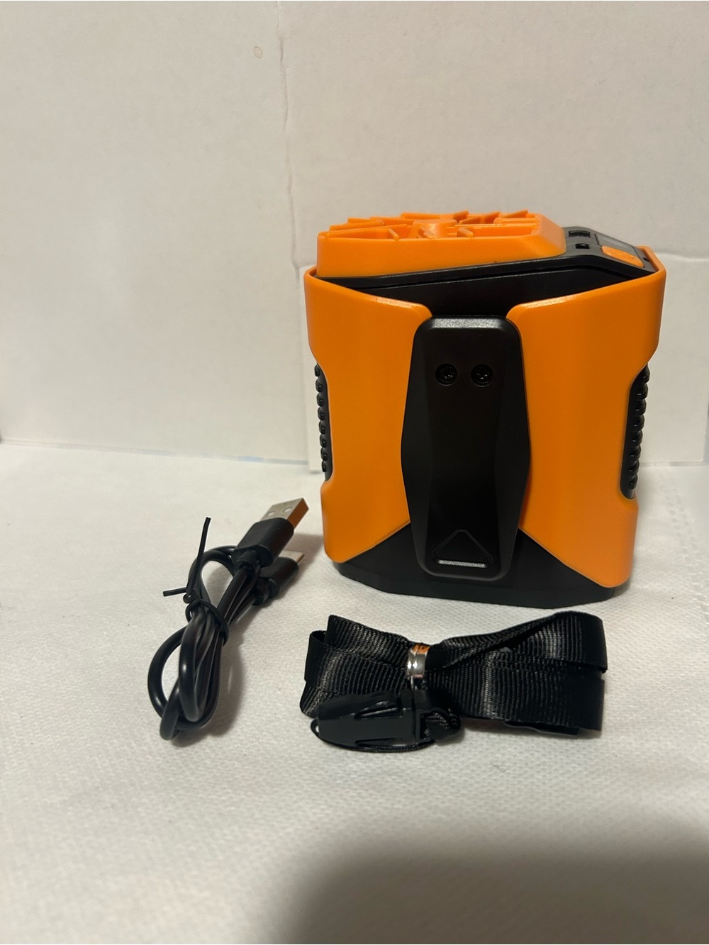 Portable Orange and Black Rechargeable Bluetooth fan